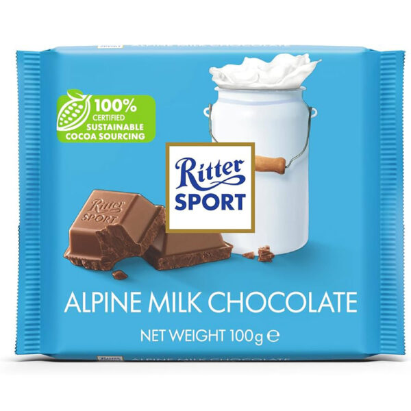 Ritter Sport Alpine Milk Chocolate 100g x 12 - HALF PRICE