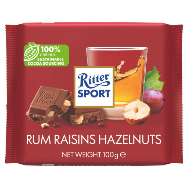 Ritter Sport Rum, Raisin, Hazelnut 100g x 12 - HALF PRICE